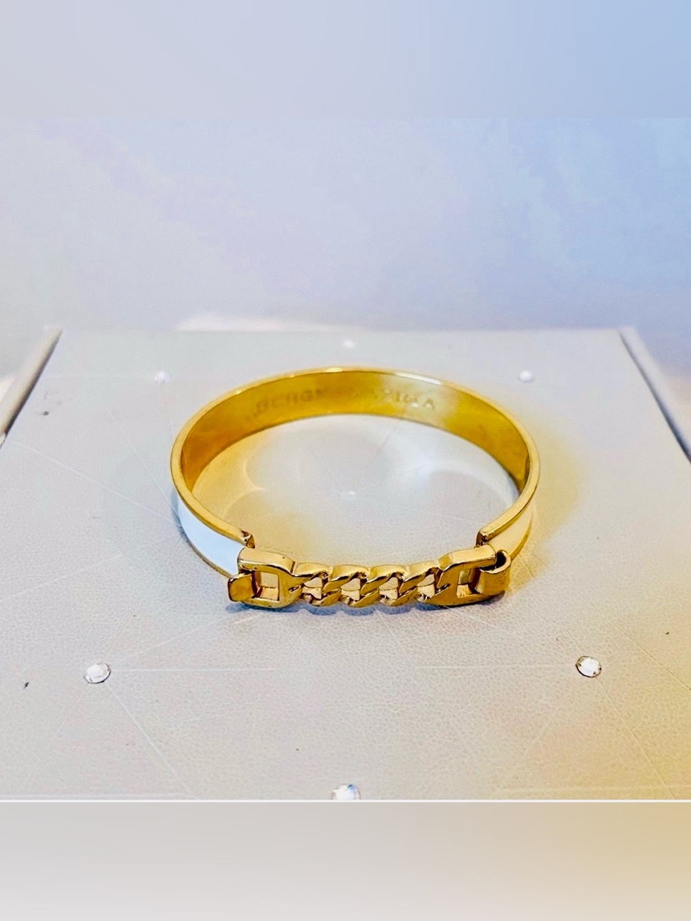 BCBG White Enamel Hinge Bracelet
